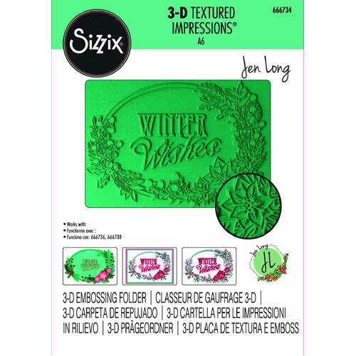 Sizzix 3-D Textured Impressions Embossing Folder -Winter Wishes by Jen Long