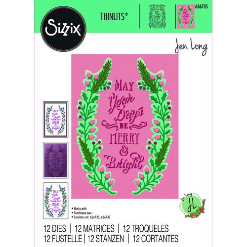 Sizzix Thinlits Die Set 12PK - Merry & Bright #2 by Jen Long