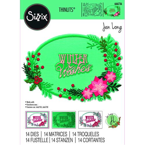 Sizzix Thinlits Die Set 14PK - Winter Wishes #2 by Jen Long