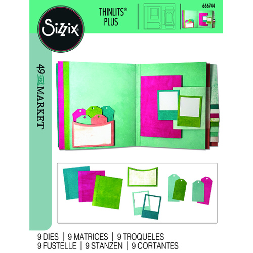 Sizzix Thinlits 9PK Die Set  Journal Essential Pages by 49 and Market