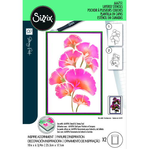 Sizzix A5 Stencil 2pk Cosmopolitan, Inspire Adorment by Stacey Park