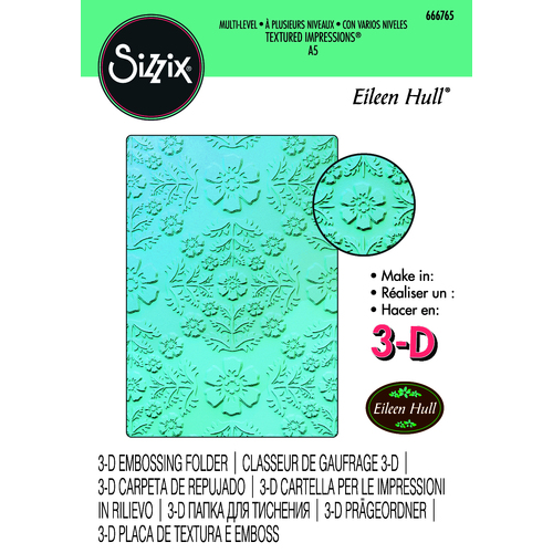 Sizzix ML Textured Impressions A5 Embossing Folder Floral Damask by Eileen Hull