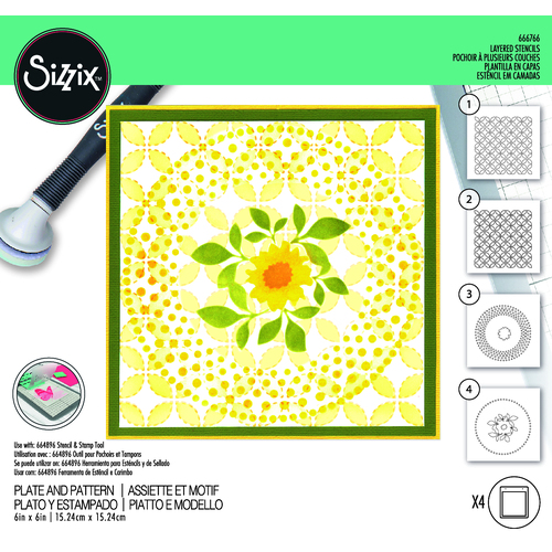 Sizzix Layered Stencils 4pk Plate and Pattern by Eileen Hull