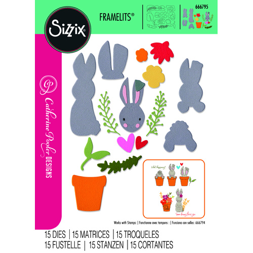 Sizzix Thinlits Die Set 15PK   Bunny Bits & Blooms #2 by Catherine Pooler