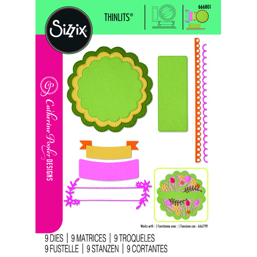 Sizzix Thinlits Die Set 10PK   Scalloped Circles, Borders & Banners by Catherine Pooler