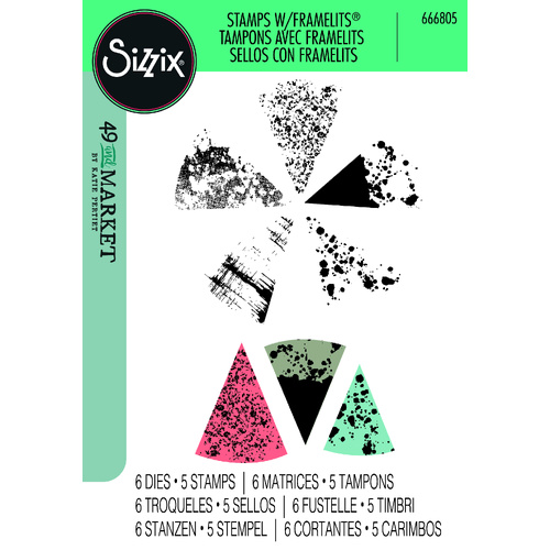 Sizzix A5 Clear Stamps 5PK w/6PK Framelits  Build-a-Burst | Painterly by 49 and Market 