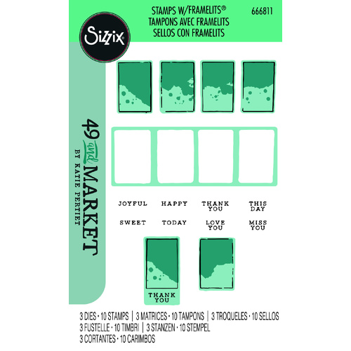 Sizzix Clear Stamps Set 10PK w/3PK Framelits  Painted Palettes by 49 and Market