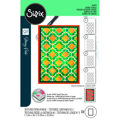 Sizzix A6 Stencil 4PK Textures from Afar #2 by Stacey Park