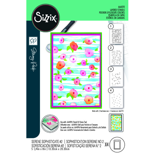 Sizzix A6 Stencil 4PK Serene Sophisticate #2 by Stacey Park