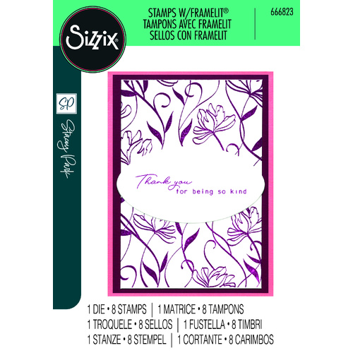 Sizzix A5 Clear Stamps  8PK w/Framelits Die   ÿCreative Coordinations, Wall Flower by Stacey Park