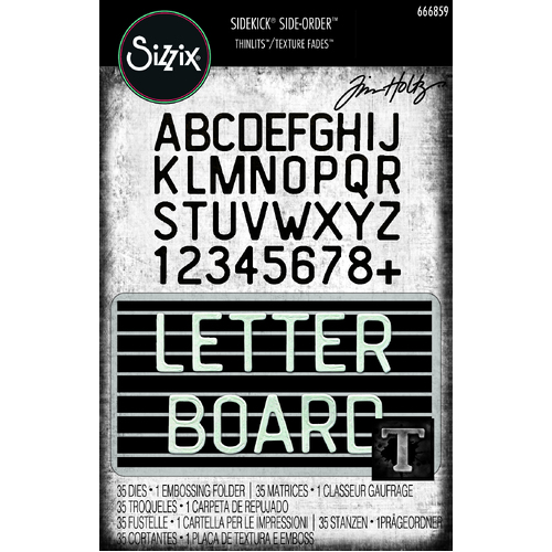 Sizzix 2D TF Embossing Folder w/35PK Thinlit Set Vault Side Order Letterboard by Tim Holtz