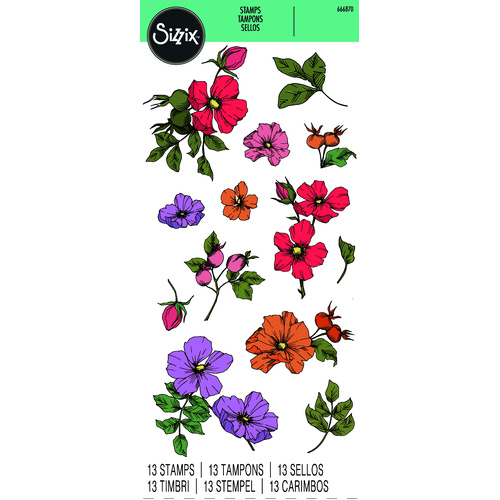 Sizzix Clear Stamps Set 13PK  Wildflower Botanicals