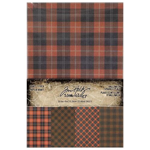 Tim Holtz Halloween 2024 Sparkle Plaid Kraft Cardstock