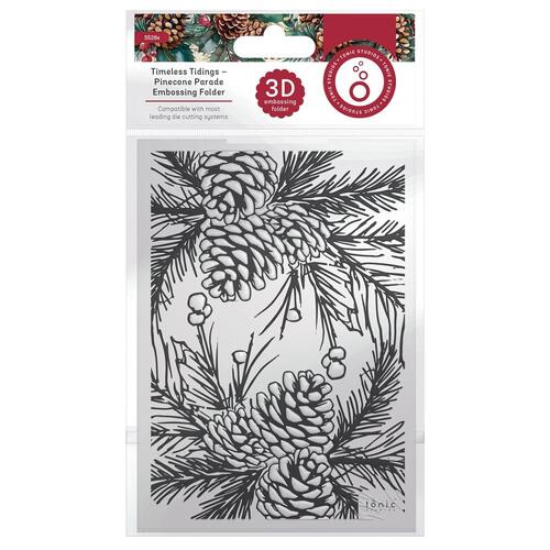 Tonic Studios 3D Embossing Folder - Timless Tidings - Pinecone Parade