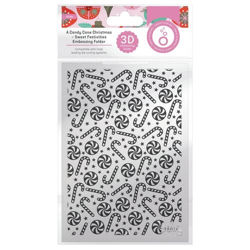 Tonic Studios 3D Embossing Folder : A Candy Cane Christmas - Sweet Festivities