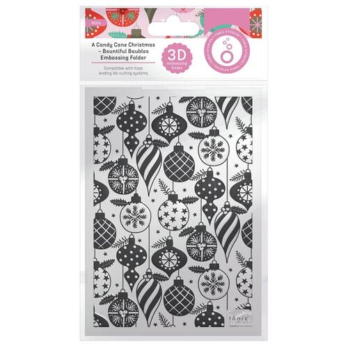 Tonic Studios 3D Embossing Folder : A Candy Cane Christmas - Bountiful Baubles