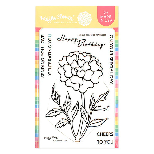 Waffle Flower Sketched Marigold Stamp Set