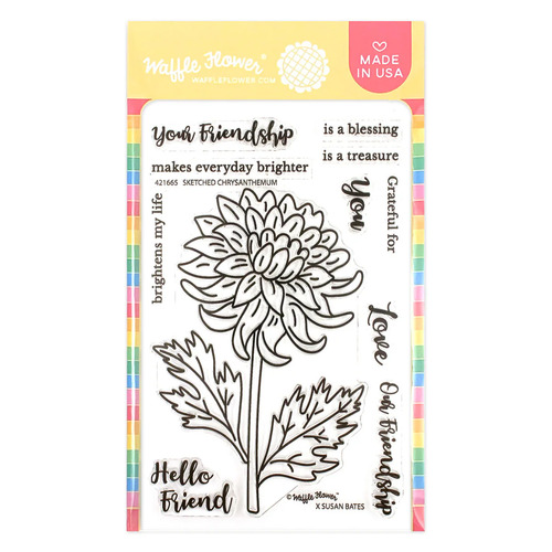 Waffle Flower Sketched Chrysanthemum Stamp Set