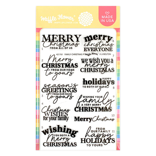 Waffle Flower Family Christmas Sentiments Stamp Set
